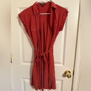 NWOT Express Red A-Line Midi Dress with Polo Collar
